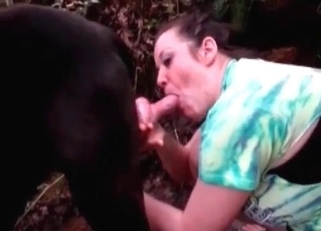 Awesome brunette enjoys dirty bestiality sex
