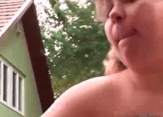 Busty blonde hottie and her trained animal
