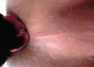 Dog licks her hole with pleasure