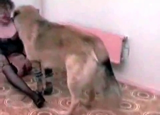 Hungry blonde and her stunning young dog