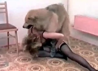 Hungry blonde and her stunning young dog
