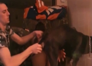 Black dog is enjoying filthy bestiality XXX
