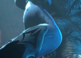 Brutal 3D beast impaled her wet snatch