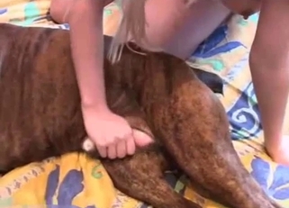 Bleached busty babe and her amazing doggy