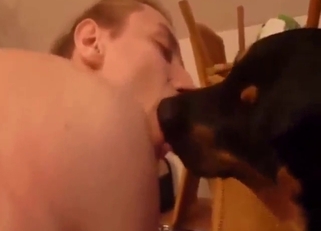 Blond-haired twink seducing dog with his hole