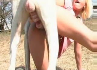 Blonde babe hardly penetrated by nasty animal